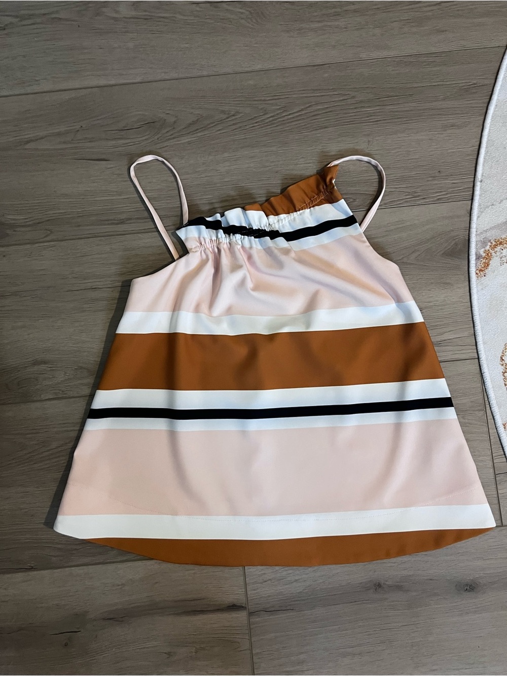 Striped Asymmetrical Women’s Top - Pink & Brown